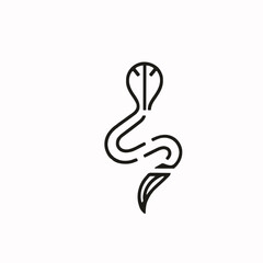 A minimalist black snake icon on a white background