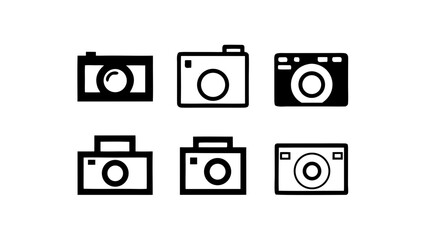 Flat Line Camera Icons &ndash; Vintage and Modern Photography