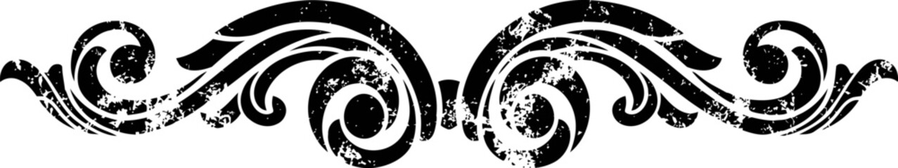Fototapeta premium ornamental vintage black swirls and flourishes with distressed texture design