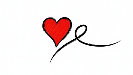 A red heart with a black cursive letter l