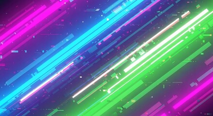 Vibrant Neon Streaks Abstract Light Trails in Electric Pink Cyan and Green.