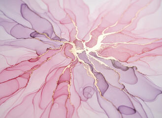 bunte abstrakte Muster mit goldenen Effekten -  Alkohol Tinte 