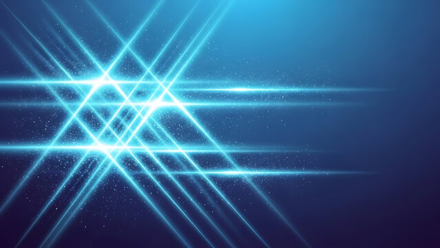 An abstract futuristic blue background features glowing digital waves and fractal lines of light that shine like stars across a bright motion design of cosmic energy and laser flash technology - Powered by Adobe