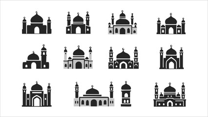 Mosque Silhouette Icon Set