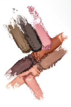 Vibrant makeup swatches with pink and brown tones