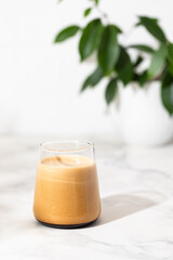 whipped coffee in a glass