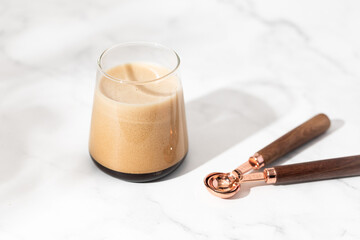 whipped coffee in a glass