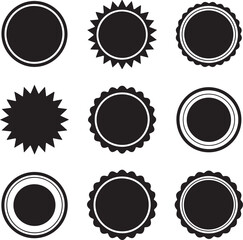 Various blank seal and sticker shapes on white background