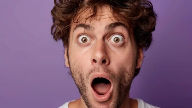 The surprised expression on the boy's face, with his eyes and mouth wide open, conveys shock or surprise, making it suitable as an emotional backdrop for reaction memes and advertisements.
