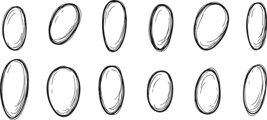 Hand drawn oval shapes on white background minimal simple