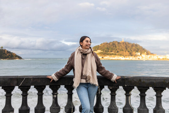 Woman enjoying the view over La Concha Bay