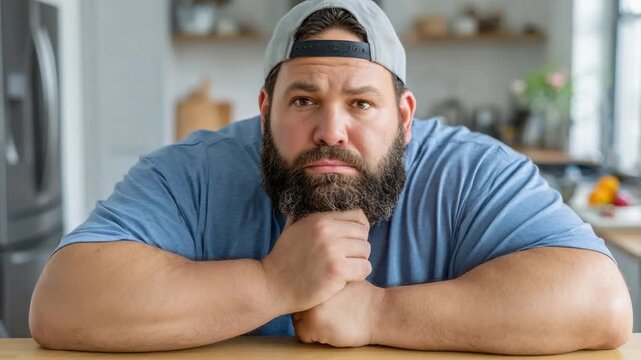 Contemplative Chef: A chef, leaning on a surface, reflects deeply, hinting at the complexity and consideration required in the culinary arts. The image captures the chef's introspection.