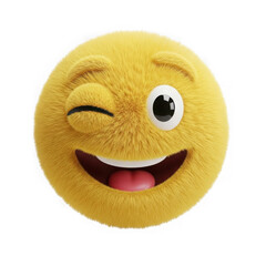 Cartoon smiley face, winking, isolated on transparent background