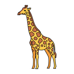 Naklejka premium cartoon giraffe standing alone on white background