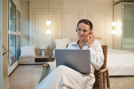 Young woman enjoying leisure time at home