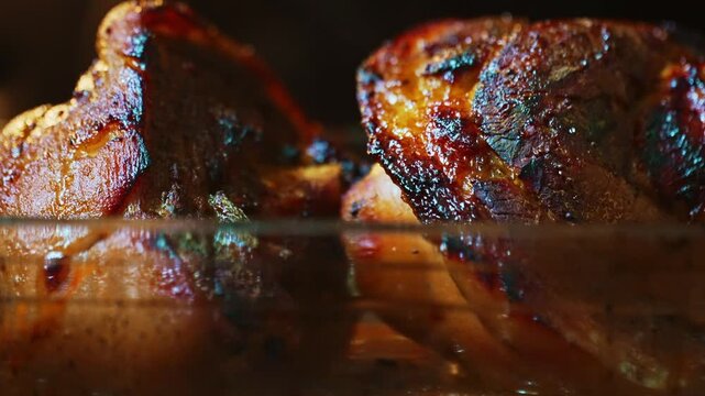 Roasted pork knuckle with crispy golden skin.