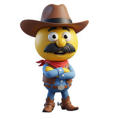 Cartoon cowboy character isolated on transparent background