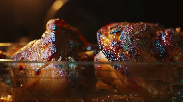 Roasted pork knuckle with crispy golden skin.