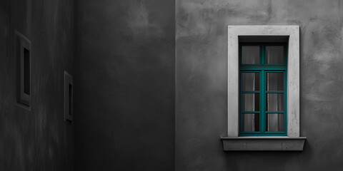 Fototapeta premium Black and white minimalist composition with deep green accent