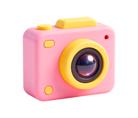 3D Rendered Pink and Yellow Toy Camera Icon