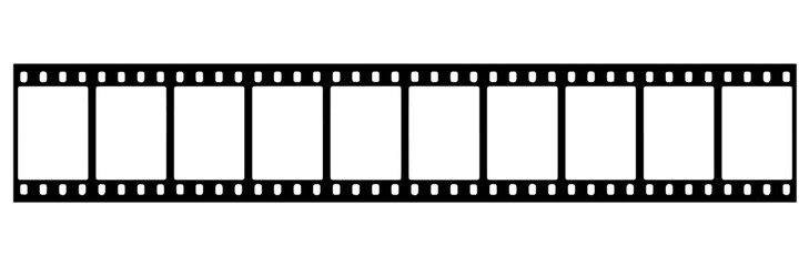Fototapeta premium 12-Frame Blank 35mm Film Strip Vector on White Background, film strip, 35mm film, blank frames, white background, vector, editable, horizontal film strip, cinema reel, movie reel, photo frames, 