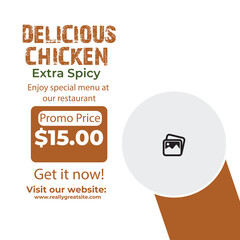 PrintFried chicken promotion and restaurant facebook or social media story template