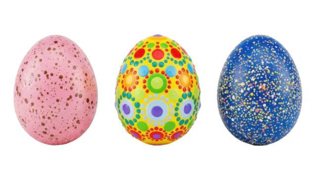 Three Decorated Easter Eggs on a Transparent Background PNG Image - Powered by Adobe