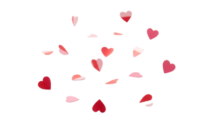 Falling Red and Pink Heart Shapes on Transparent PNG Image for Celebration