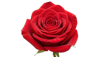  Vibrant Red Rose with Water Droplets on Transparent PNG Image