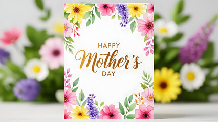Happy mother's day greeting card with colorful floral design