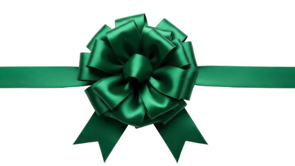 Green Ribbon Bow Decoration Isolated on Transparent PNG File