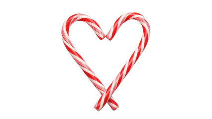 Heart Shape Made of Two Candy Canes on a Transparent Background, PNG Image