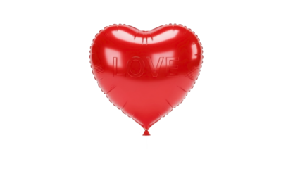 Heart-Shaped Balloon with "LOVE" Inscription on a Transparent PNG File