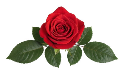 Rose with Green Leaves on a Transparent Background, PNG