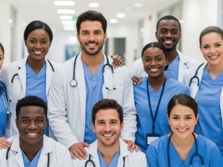 Fototapeta premium Medical team posing together isolated on white background