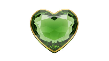 Emerald Heart with Golden Outline on Transparent PNG