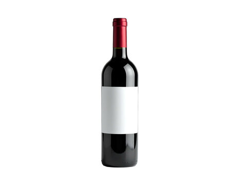 Elegant dark glass bottle of red wine, topped with red foil