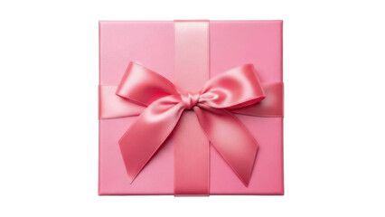 Pink Gift Box with Ribbon and Bow on a Transparent PNG File