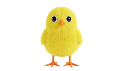 Cute Yellow Chick Standing on a Transparent Background PNG Image