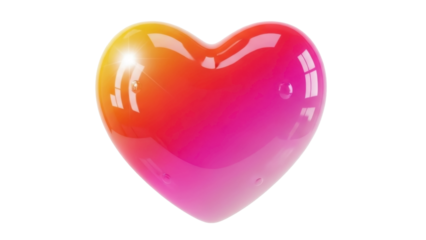 Shiny Heart with Gradient on Transparent Background PNG Image