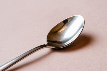 Minimal Stainless Steel Spoon on Soft Pastel Background Modern Kitchen Concept