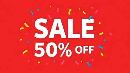 Vibrant Sale Banner with 50 Percent Discount Announcement