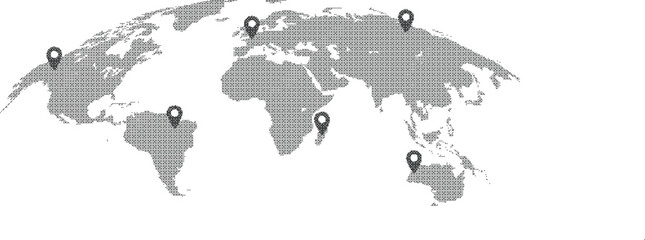 Vector illustration of world map with several location markers on it © Muaz