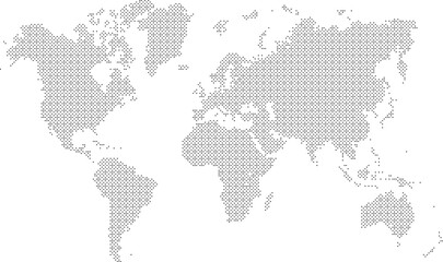 Naklejka premium Light gray world map made of small dots on for educational use