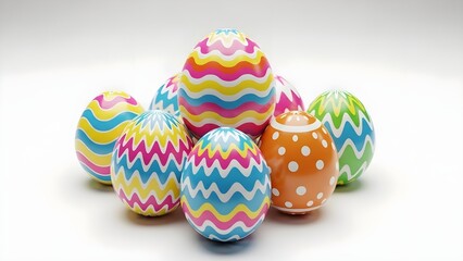 Colorful easter eggs with zigzag and polka dot patterns
