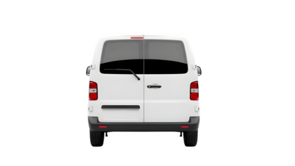 White van rear view isolated on transparent background