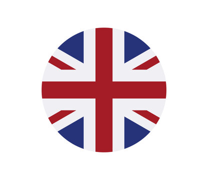 united kingdom round flag icon, uk circular national flag symbol isolated on white, british country emblem vector illustration