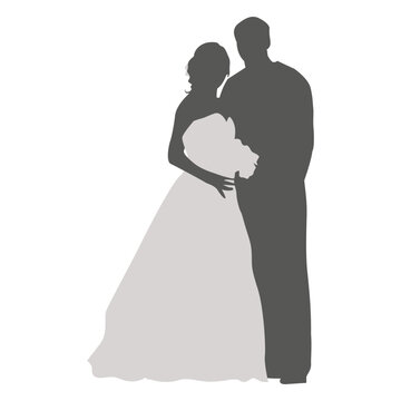 Bride groom romancing silhouette 2