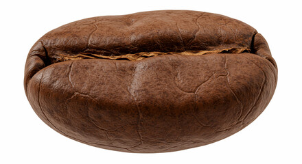Single roasted coffee bean on white background