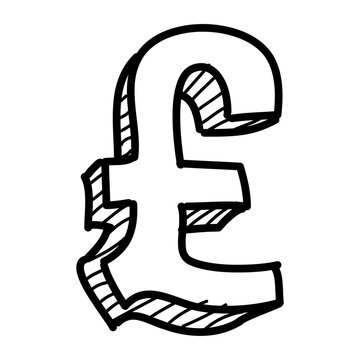 Hand drawn 3d pounds icon